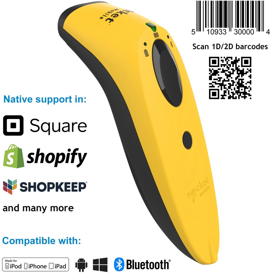 Socket Mobile SocketScan® S760, Ultimate Barcode Scanner, DotCode & Travel ID Reader, Yellow
