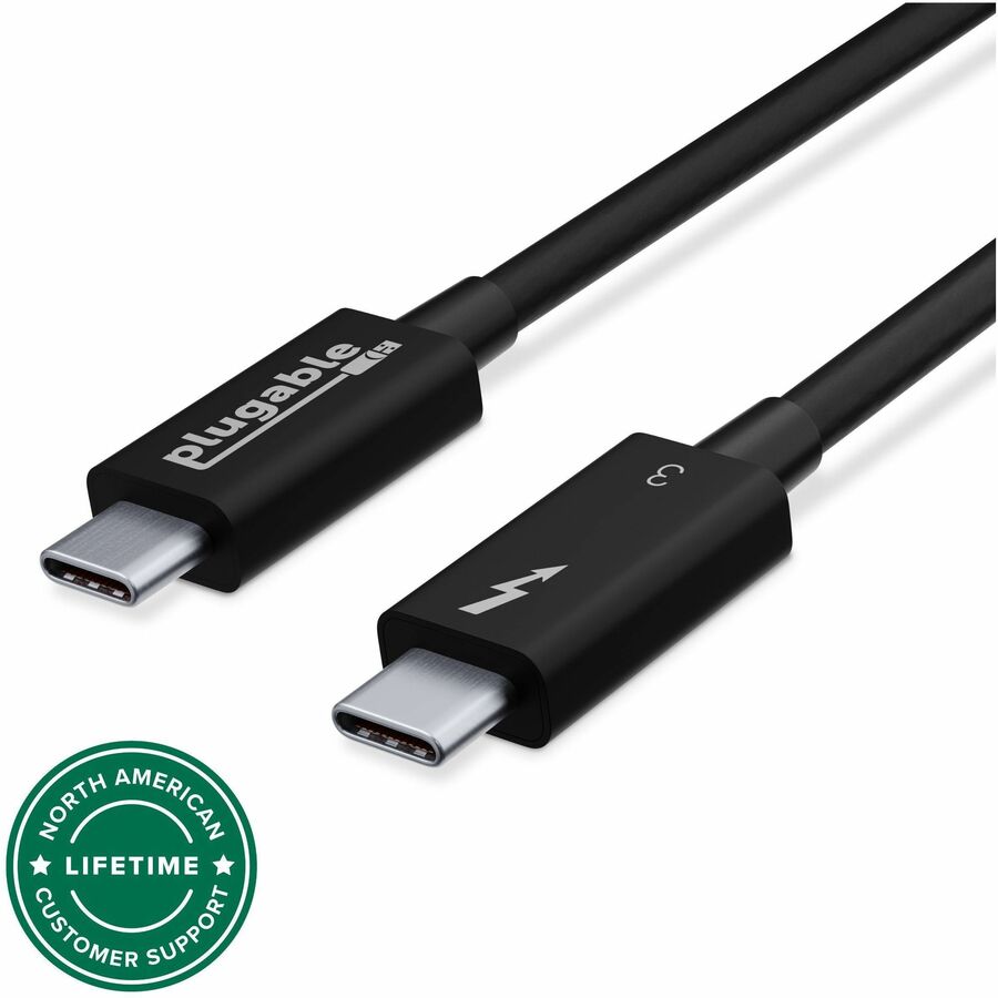 Plugable Thunderbolt 3 Cable 40Gbps Supports 100W (20V, 5A) Charging, 2.6ft / 0.8m