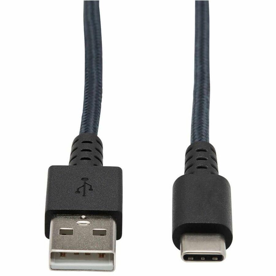 Tripp Lite by Eaton Heavy-Duty USB-A to USB-C Cable USB 2.0 UHMWPE and Aramid Fibers (M/M) Gray 10 ft. (3.05 m)