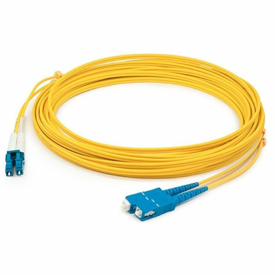 AddOn 10m SC to LC Yellow OS2 Duplex LSZHSMF (Single Mode) Fiber Patch Cable, 9/125