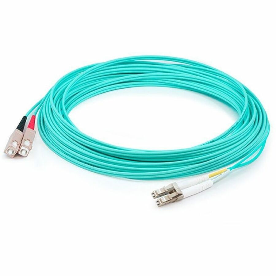 AddOn 19m SC to LC Aqua OM4 Duplex LSZH MMF (Multi Mode) Fiber Patch Cable, 50/125