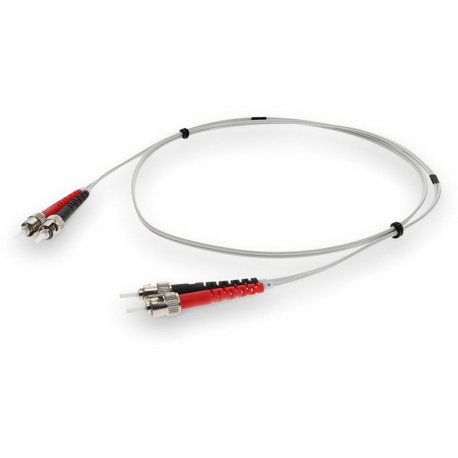 AddOn 1m ST to ST Gray OM1 Duplex OFNR (Riser-Rated) MMF (Multi Mode) Fiber Patch Cable, 62.5/125