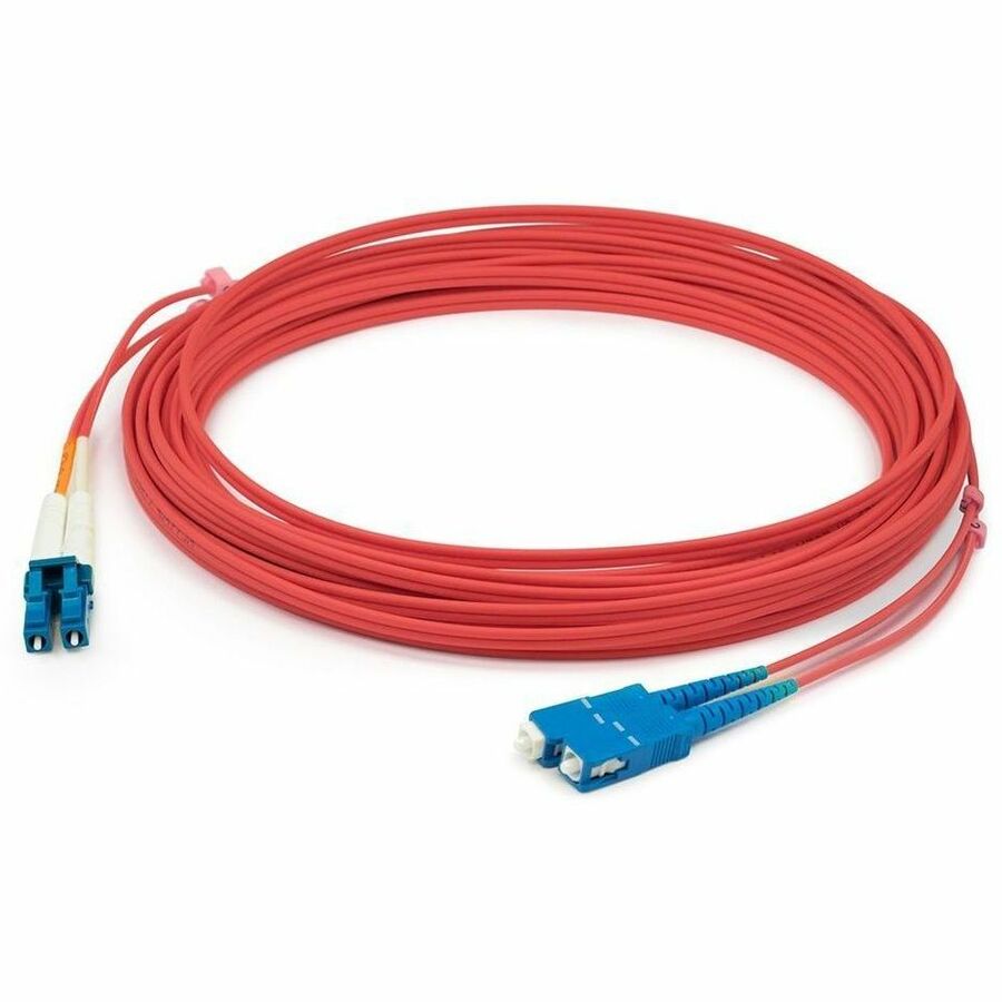 AddOn 15m SC to LC Red OM1 Duplex OFNR (Riser-Rated) MMF (Multi Mode) Fiber Patch Cable, 62.5/125