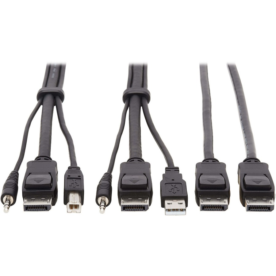Tripp Lite by Eaton Dual DisplayPort KVM Cable Kit - DP USB 3.5 mm Audio (3xM/3xM) + DP (M/M) 4K 4:4:4 6 ft. (1.83 m) Black