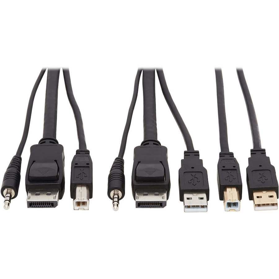 Tripp Lite by Eaton DisplayPort KVM Cable Kit - DP USB 3.5 mm Audio (3xM/3xM) + USB (M/M) 4K 4:4:4 6 ft. (1.83 m) Black