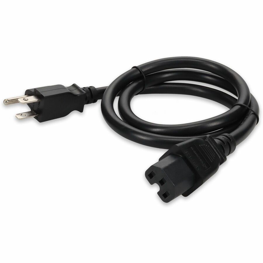 AddOn 15ft NEMA 5-15P Male to C15 Female 14AWG 100-250V at 15A Black Power Cable