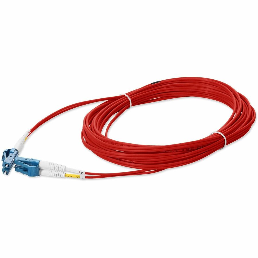 AddOn 5m LC to LC Red OS2 Duplex OFNR (Riser-Rated) SMF (Single Mode) Fiber Patch Cable, 9/125