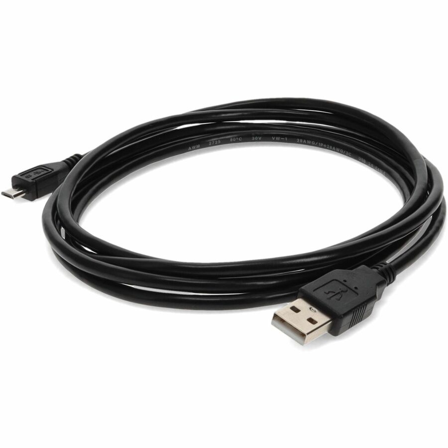 AddOn 10ft USB A 2.0 Male to Micro-USB B 2.0 Black Cable