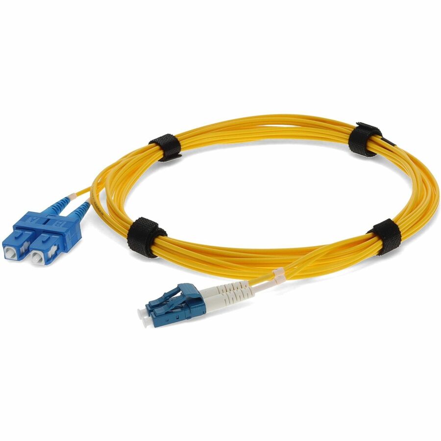 AddOn 1.5m SC to LC Yellow OS2 Duplex Microboot, Snagless OFNR (Riser-Rated) SMF (Single Mode) Fiber Patch Cable, 9/125
