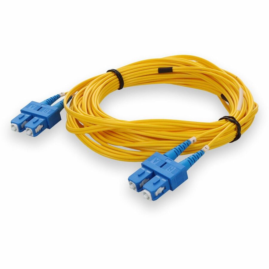 AddOn 5m SC to SC Yellow OS2 Duplex Microboot, Snagless OFNR (Riser-Rated) SMF (Single Mode) Fiber Patch Cable, 9/125