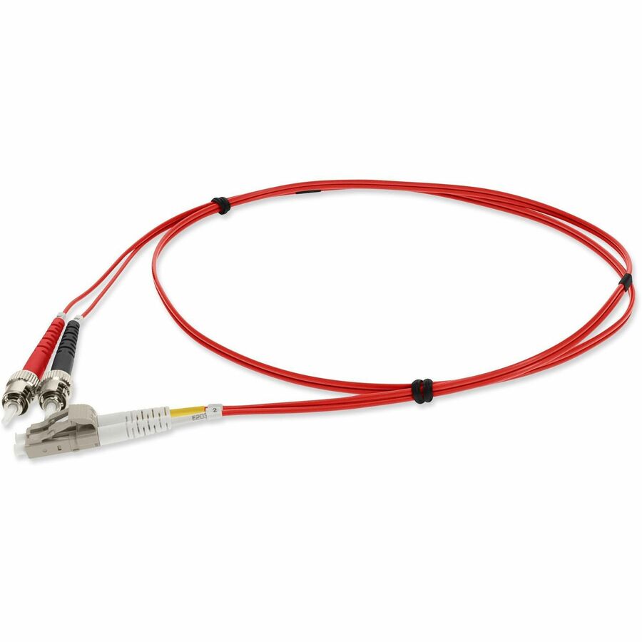 AddOn 10m ST to LC Red OM1 Duplex OFNR (Riser-Rated) MMF (Multi Mode) Fiber Patch Cable, 62.5/125