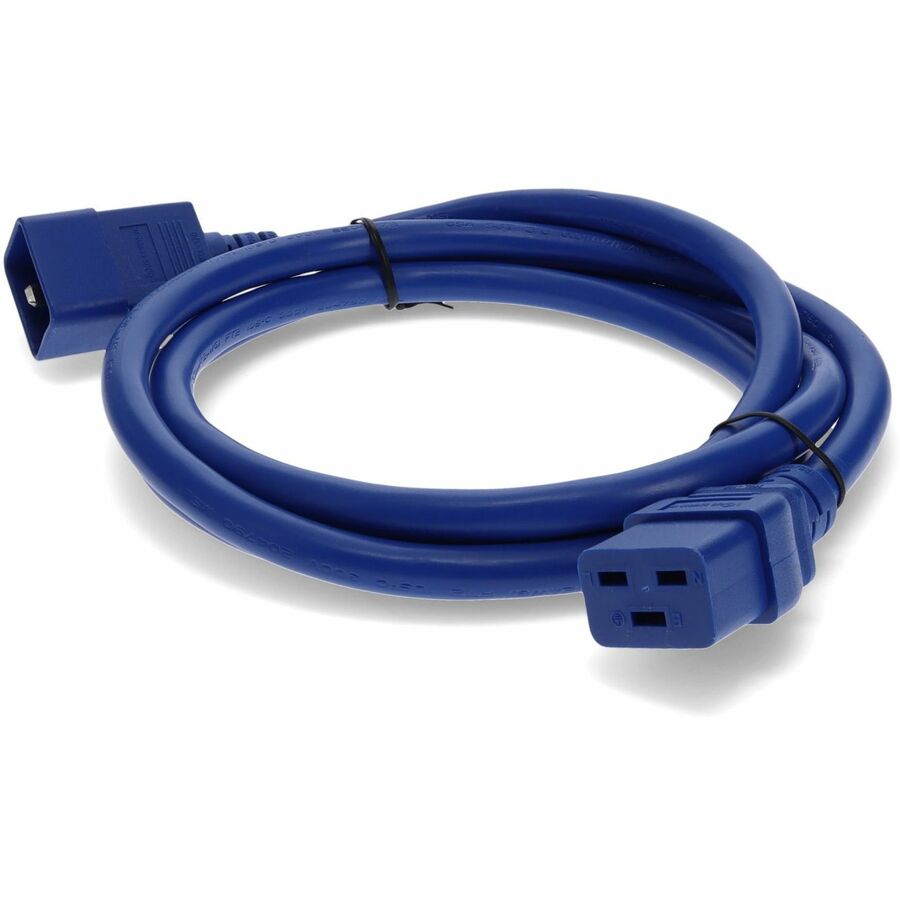 AddOn 3ft C19 Female to C20 Male 12AWG 100-250V at 20A Blue Power Cable