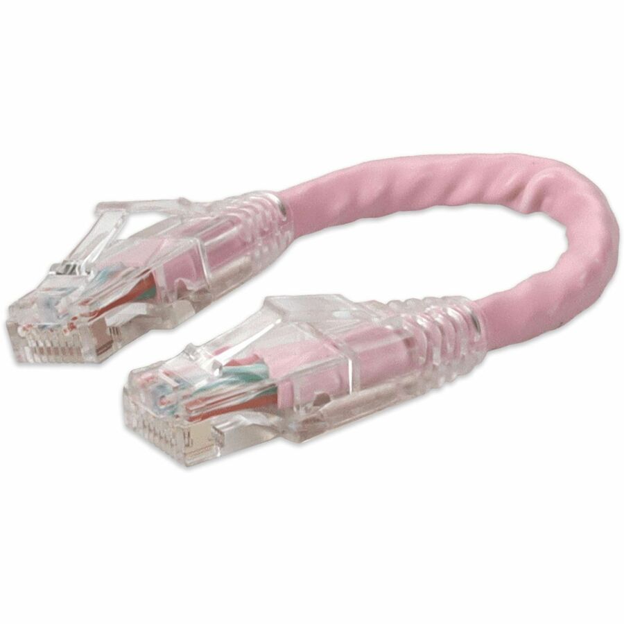 AddOn 6in Pink CAT6 PVC Ethernet Cable Snagless Bubble Boot RJ-45 M/M CAT 6