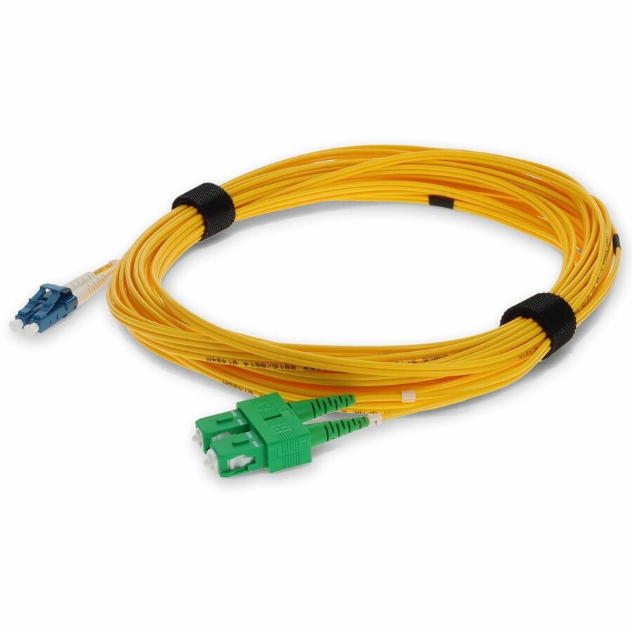 AddOn 8m ASC to LC Yellow OS2 Duplex Microboot, Snagless OFNR (Riser-Rated) SMF (Single Mode) Fiber Patch Cable, 9/125