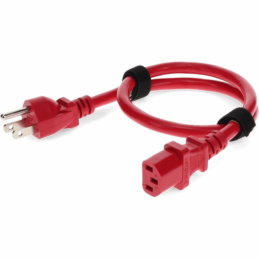 AddOn 3ft NEMA 5-15P to C13 14AWG 15A Red 100-250V Power Cable