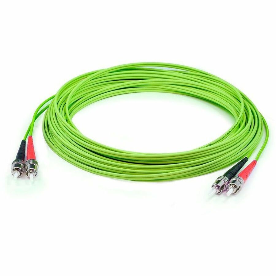 AddOn 1m ST to ST Lime Green OM5 Duplex OFNR (Riser-Rated) MMF (Multi Mode) Fiber Patch Cable, 50/125
