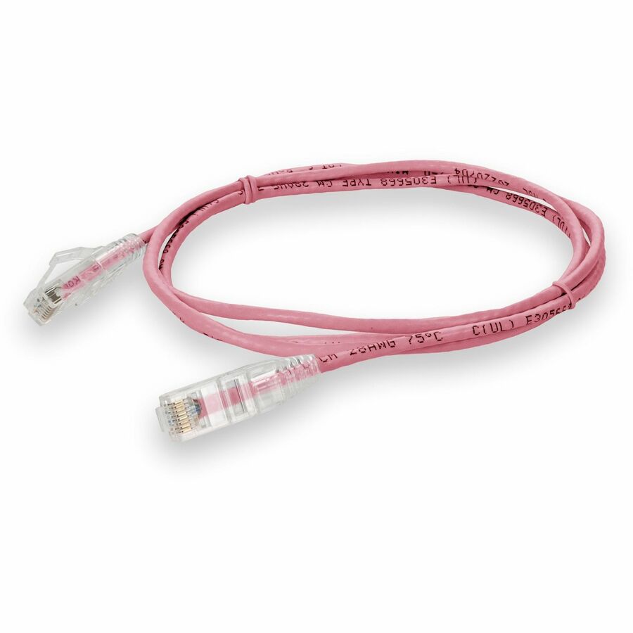 AddOn 10ft Pink CAT6 Slim PVC Ethernet Cable Snagless Clear-Claw RJ-45 M/M CAT 6