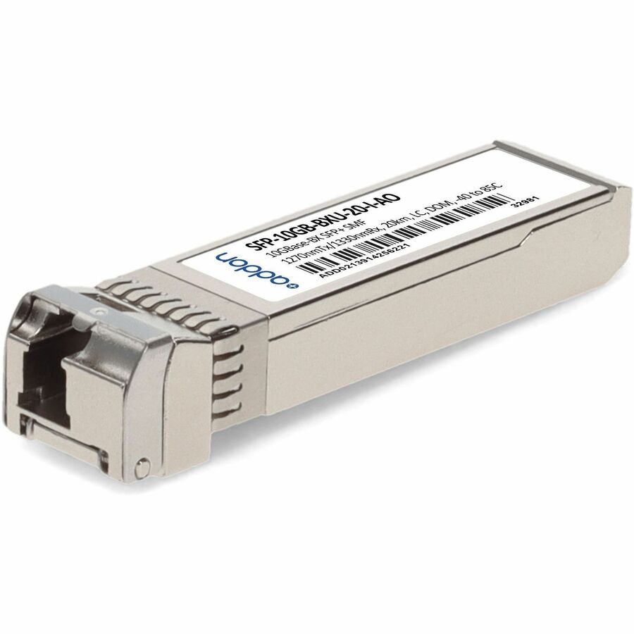 AddOn MSA and TAA 10GBase-BX SFP+ Transceiver (SMF, 1270nmTx/1330nmRx, 20km, LC, DOM, -40 to 85C)