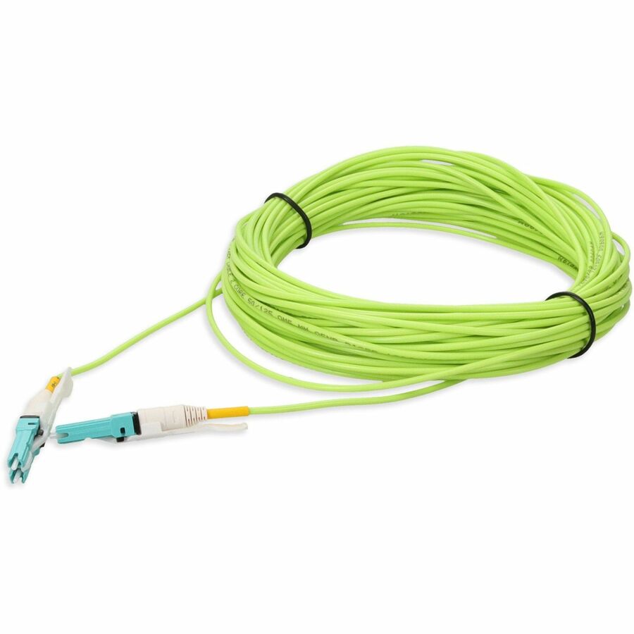 AddOn 50m CS to CS Lime Green OM5 Duplex OFNR (Riser-Rated) MMF (Multi Mode) Fiber Patch Cable, 50/125