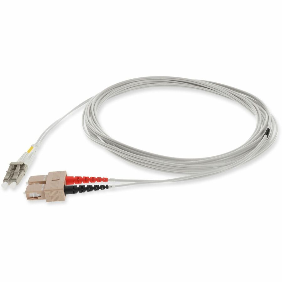 AddOn 4m SC to LC Gray OM1 Duplex OFNR (Riser-Rated) MMF (Multi Mode) Fiber Patch Cable, 62.5/125