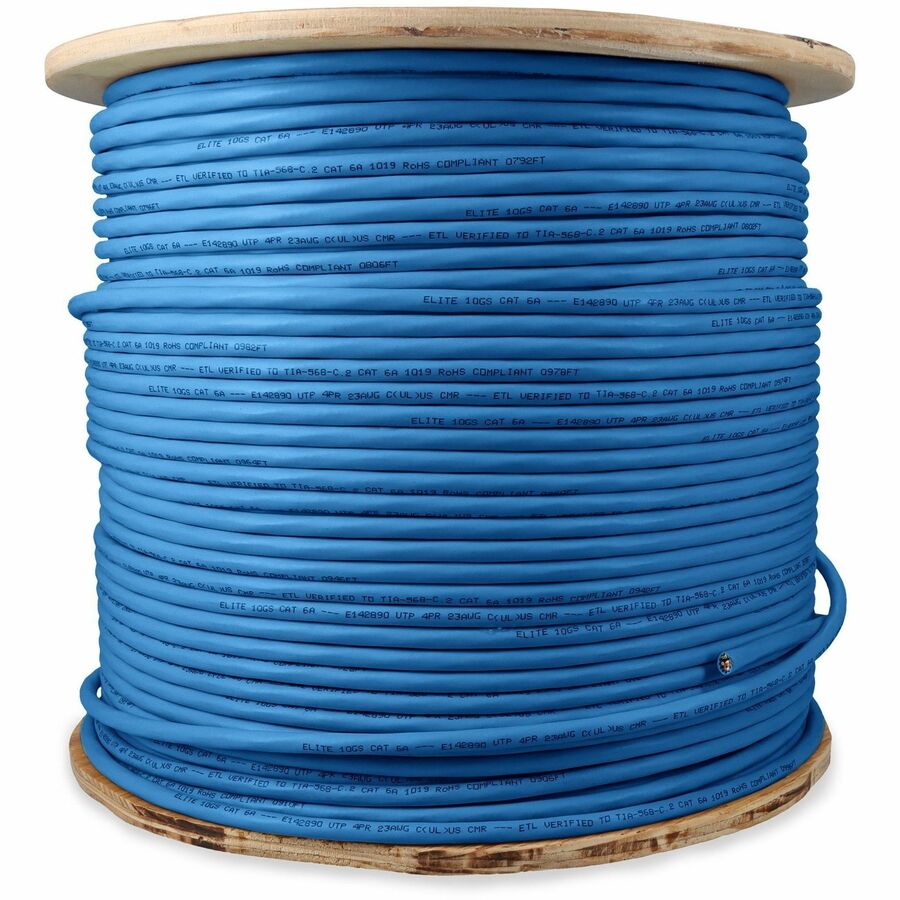 AddOn 1000ft Non-Terminated Blue CAT6A PVC Solid Bulk Cable CAT 6A