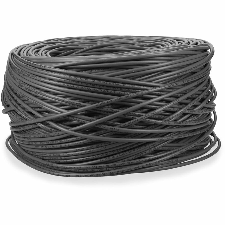 AddOn 1000ft Non-Terminated Gray CAT6 Plenum-Rated Solid Bulk Cable CAT 6