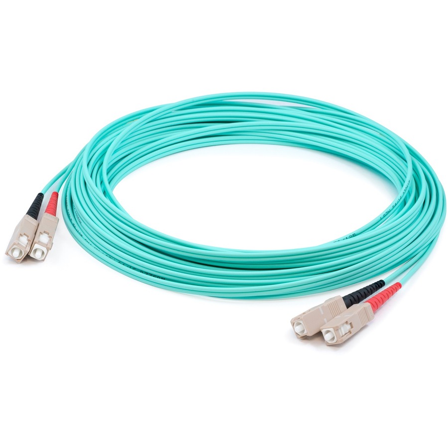 AddOn 94m SC to SC Aqua OM4 Duplex OFNP (Plenum-Rated) Fiber Patch Cable