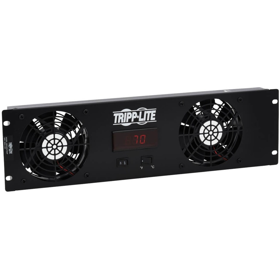 Tripp Lite by Eaton 3U Digital Temperature Sensor with 2 12VDC High-Performance Fans Blanking Panel LCD