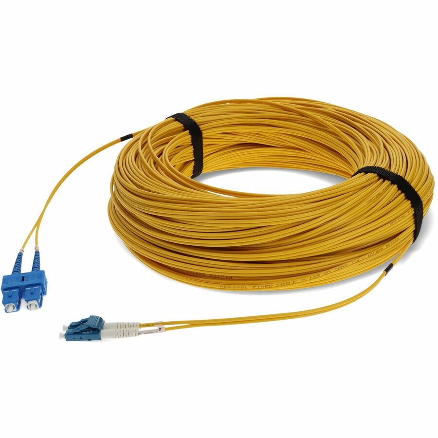 AddOn 74m SC to LC Yellow OS2 Duplex OFNR (Riser-Rated) SMF (Single Mode) Fiber Patch Cable, 9/125