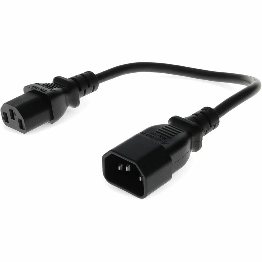 AddOn 1ft C13 Female to C14 Male 18AWG 100-250V at 10A Black Power Cable