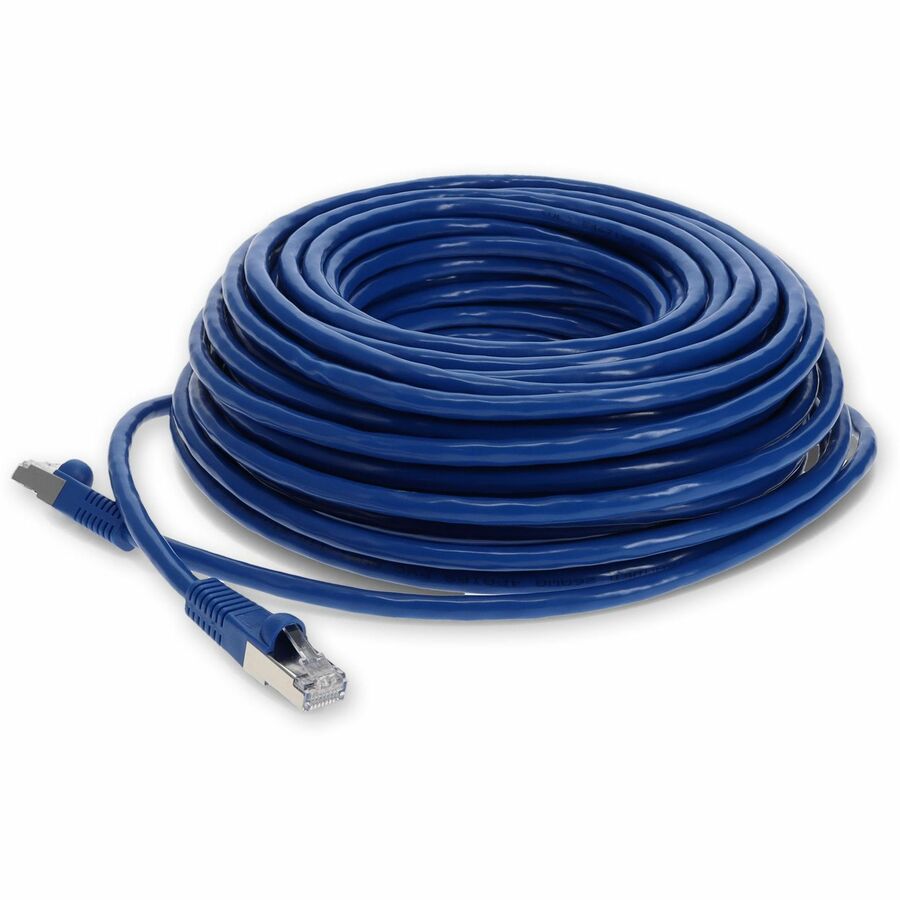 AddOn 100ft Blue CAT7 Shielded (S/FTP) PVC Ethernet Cable Snagless Bubble Boot RJ-45 M/M CAT 7