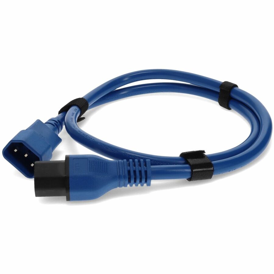 AddOn 2ft C13 (Locking) Female to C14 (Locking) Male 14AWG 15A Blue 100-250V Power Cable