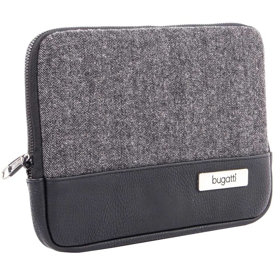 bugatti Carrying Case (Sleeve) for Notebook, Tablet Black, Gray  Polyester, Synthetic Leather Body Herringbone Pattern mm) 