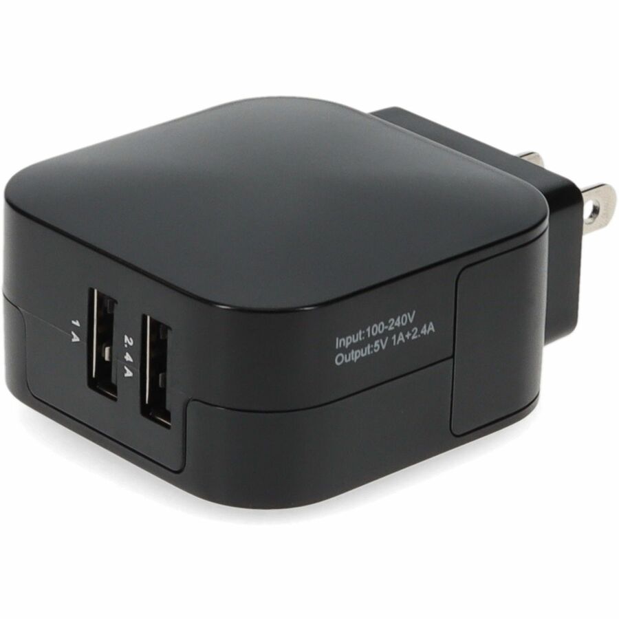 AddOn Wall Plug to 2x USB 5v 3.4A for US Black