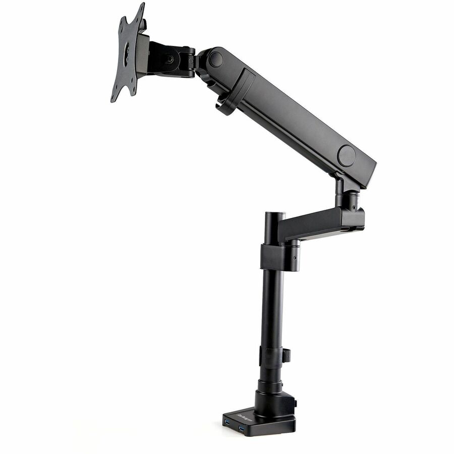 StarTech Desk Mount Monitor Arm with 2x USB 3.0 ports for VESA Display up to 34" (17.6lb/8kg), C-Clamp/Grommet, Mechanical Spring