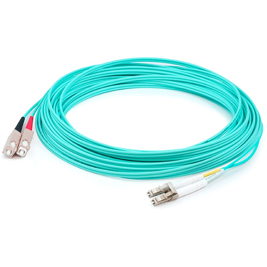 AddOn 26m SC to LC Aqua OM4 Duplex OFNR (Riser-Rated) Fiber Patch Cable