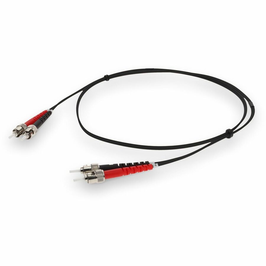 AddOn 10m ST to ST Black OM1 Duplex OFNR (Riser-Rated) MMF (Multi Mode) Fiber Patch Cable, 62.5/125