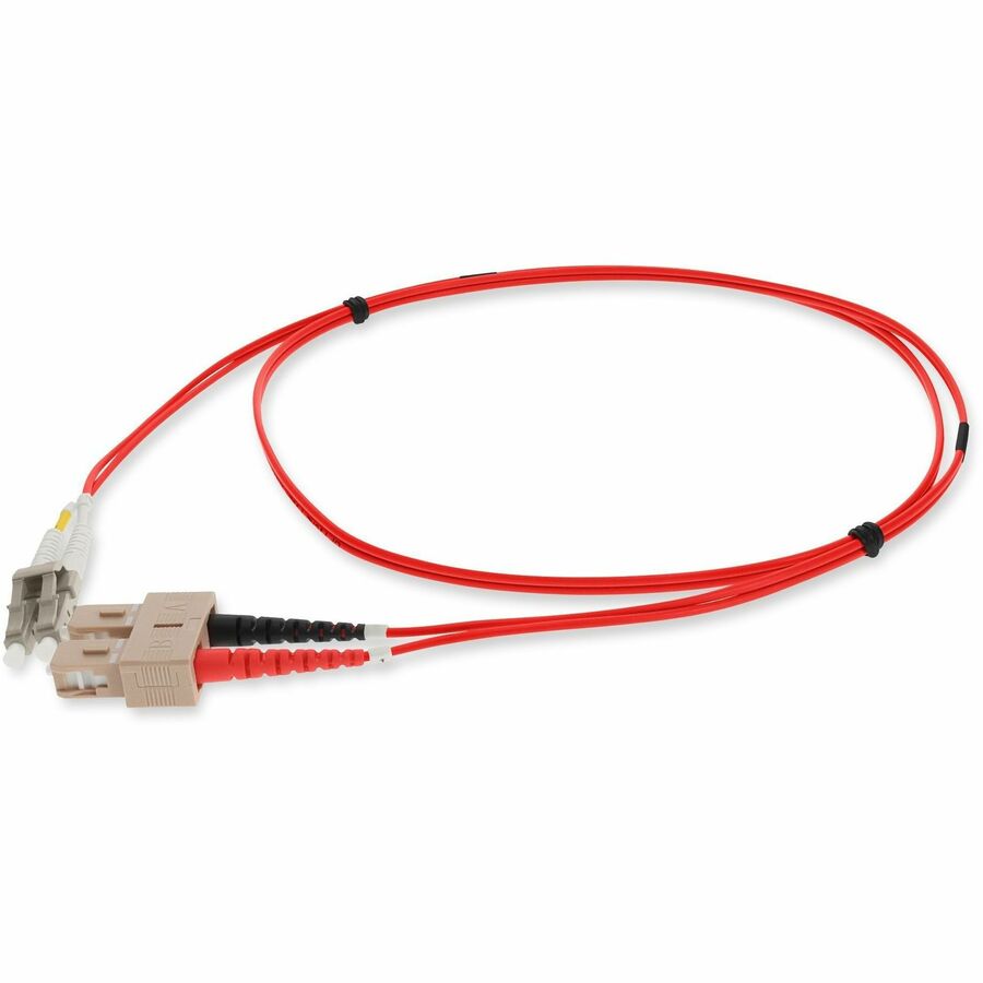 AddOn 6m SC to LC Red OM3 Duplex OFNP (Plenum-Rated) MMF (Multi Mode) Fiber Patch Cable, 50/125