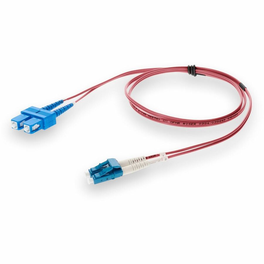 AddOn 7m SC to LC Pink OS2 Duplex OFNR (Riser-Rated) SMF (Single Mode) Fiber Patch Cable, 9/125