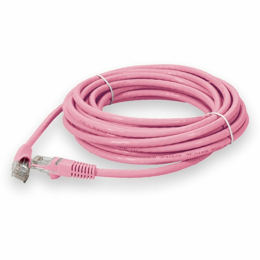 AddOn 15ft Pink CAT6A PVC Ethernet Cable Snagless Bubble Boot RJ-45 M/M CAT 6A