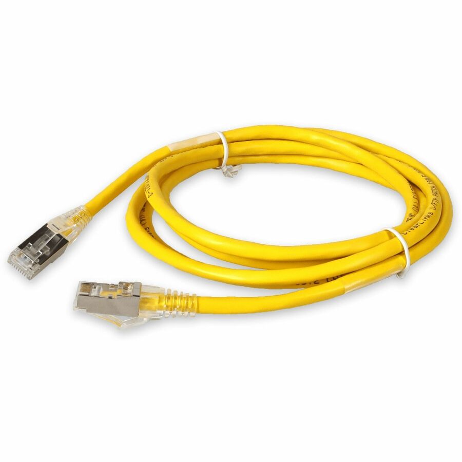 AddOn 2m Yellow CAT6A Shielded PVC Ethernet Cable Snagless Easy Clear Boot RJ-45 M/M CAT 6A