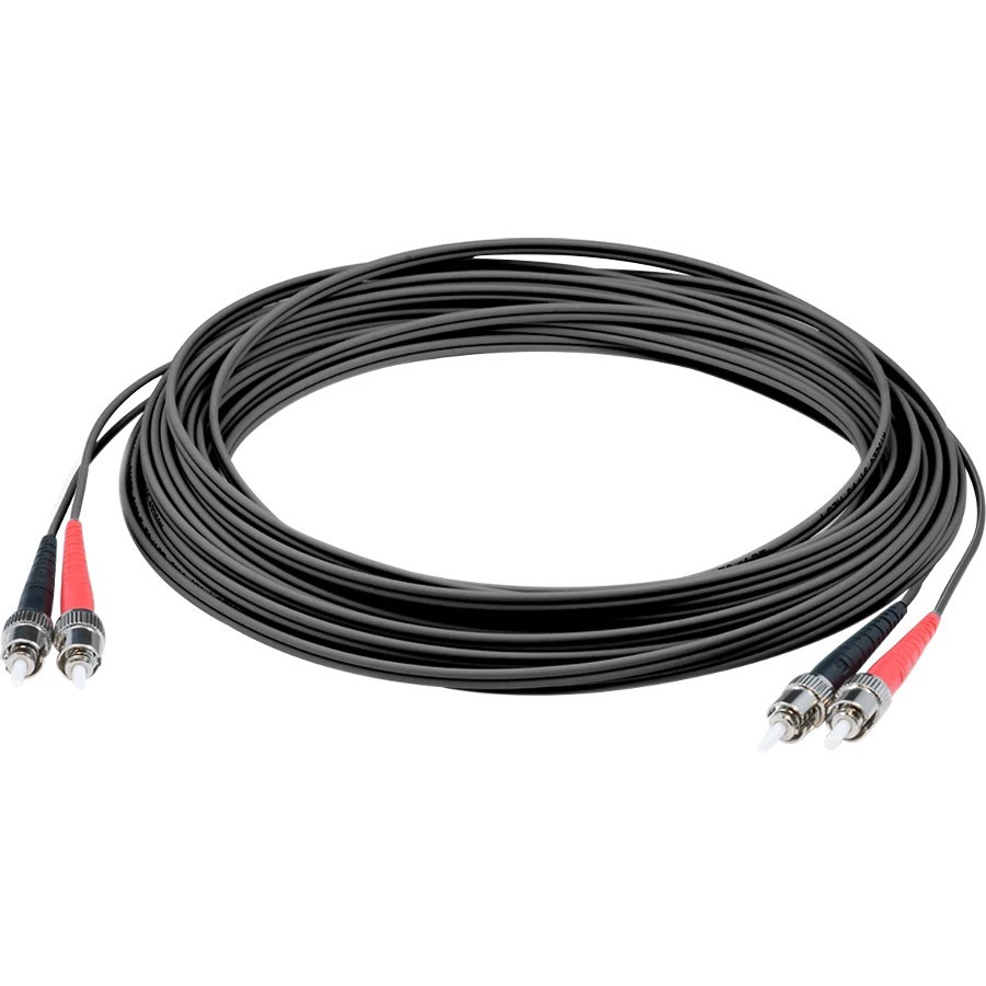 AddOn 10m ST to ST Black OM3 Duplex OFNR (Riser-Rated) Fiber Patch Cable