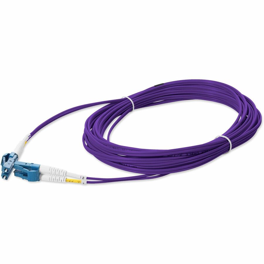 AddOn 0.5m LC to LC Purple OS2 Duplex OFNR (Riser-Rated) SMF (Single Mode) Fiber Patch Cable, 9/125