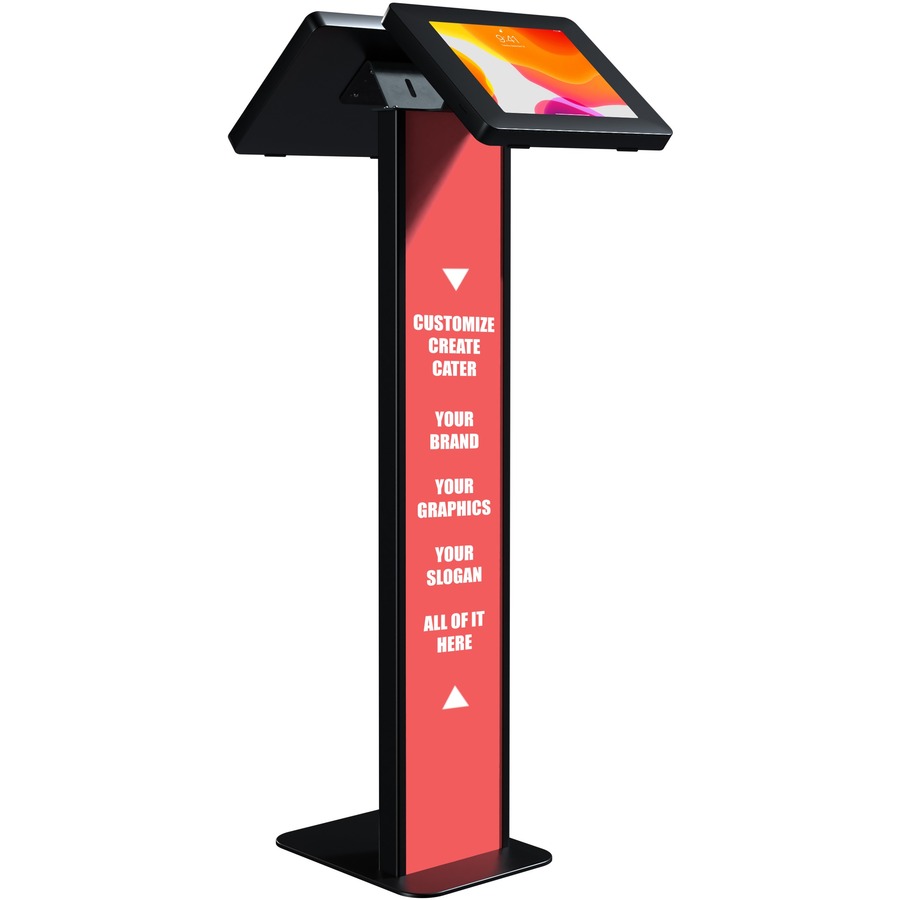 CTA Digital Customizable Dual Enclosure Locking Floor Stand Kiosk with Graphic Card Slot for Branding for 10.2" iPad 7th/ 8th/ 9th Gen & More (Black)