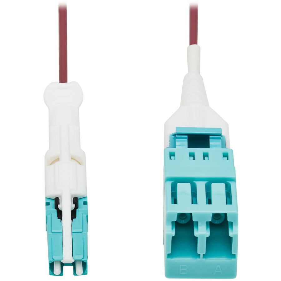 Eaton Tripp Lite Series 400G Duplex Multimode 50/125 OM4 Fiber Optic Cable Adapter (CS-PC/LC-PC), M/F, Round LSZH Jacket, Magenta, 1 ft.