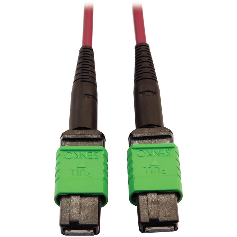 Eaton Tripp Lite Series 400G Multimode 50/125 OM4 Plenum-Rated Fiber Optic Cable, 16F MTP/MPO-APC (F/F), Magenta, 1 m