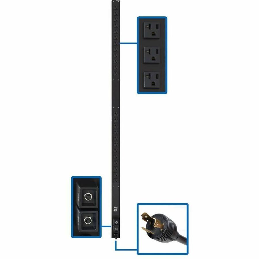 Tripp Lite by Eaton PDU 2.9kW 120V Single-Phase Basic PDU - 24 NEMA 5-15/20R Outlets L5-30P Input 10 ft. Cord 63.75 in. 0U Rack