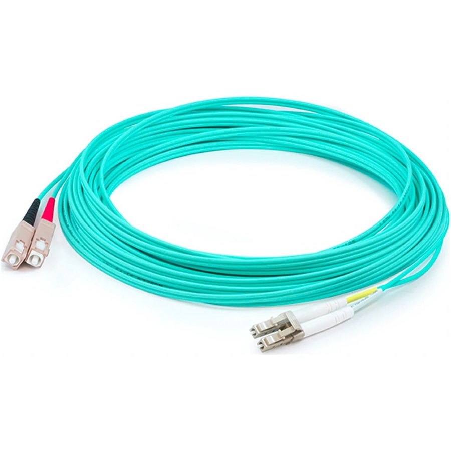 AddOn 63m SC to LC Aqua OM4 Duplex LSZH Fiber Patch Cable