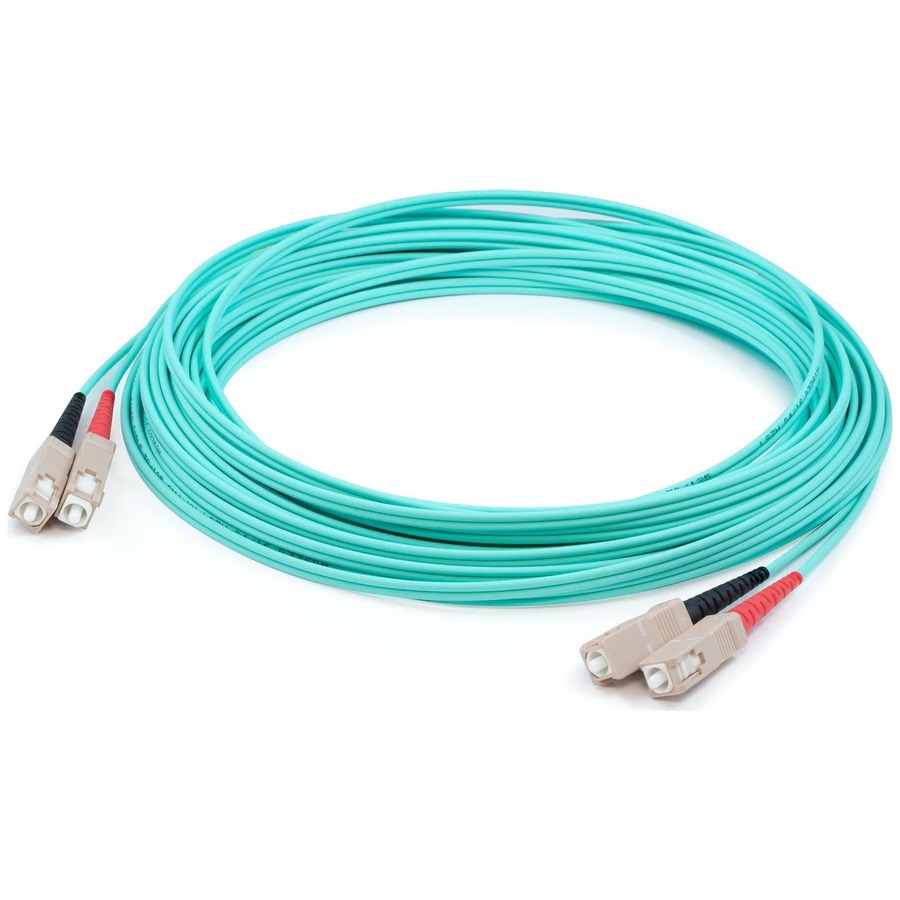 AddOn 31m SC to SC Aqua OM4 Duplex OFNP (Plenum-Rated) Fiber Patch Cable