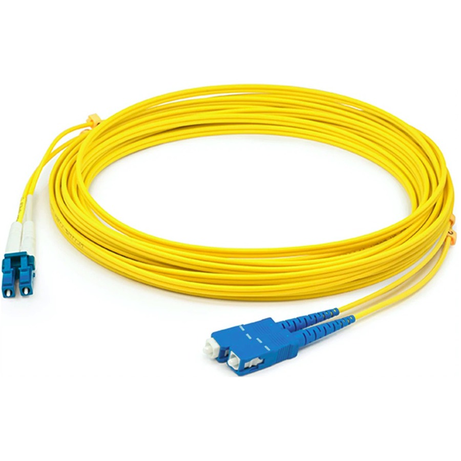AddOn 91m SC to LC Yellow OS2 Duplex OFNR (Riser-Rated) SMF Fiber Patch Cable